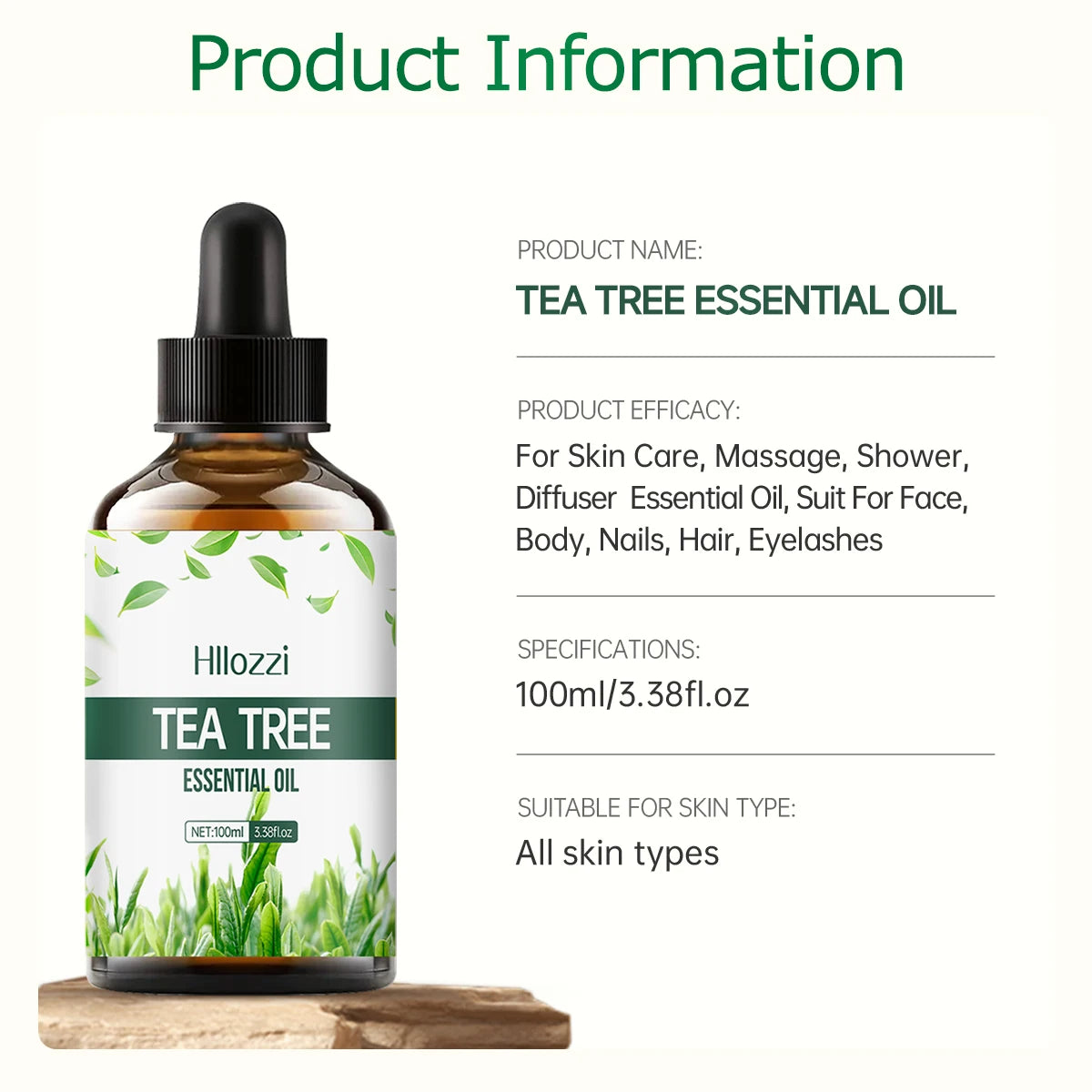 Tea Tree Aceite esencial de árbol para masajes.